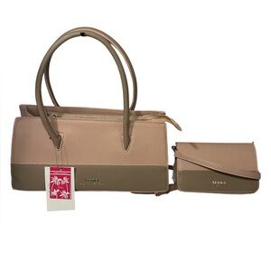 Trina Turk Set of 2 Blush and Tan Faux Leather Convertible Bags NWT